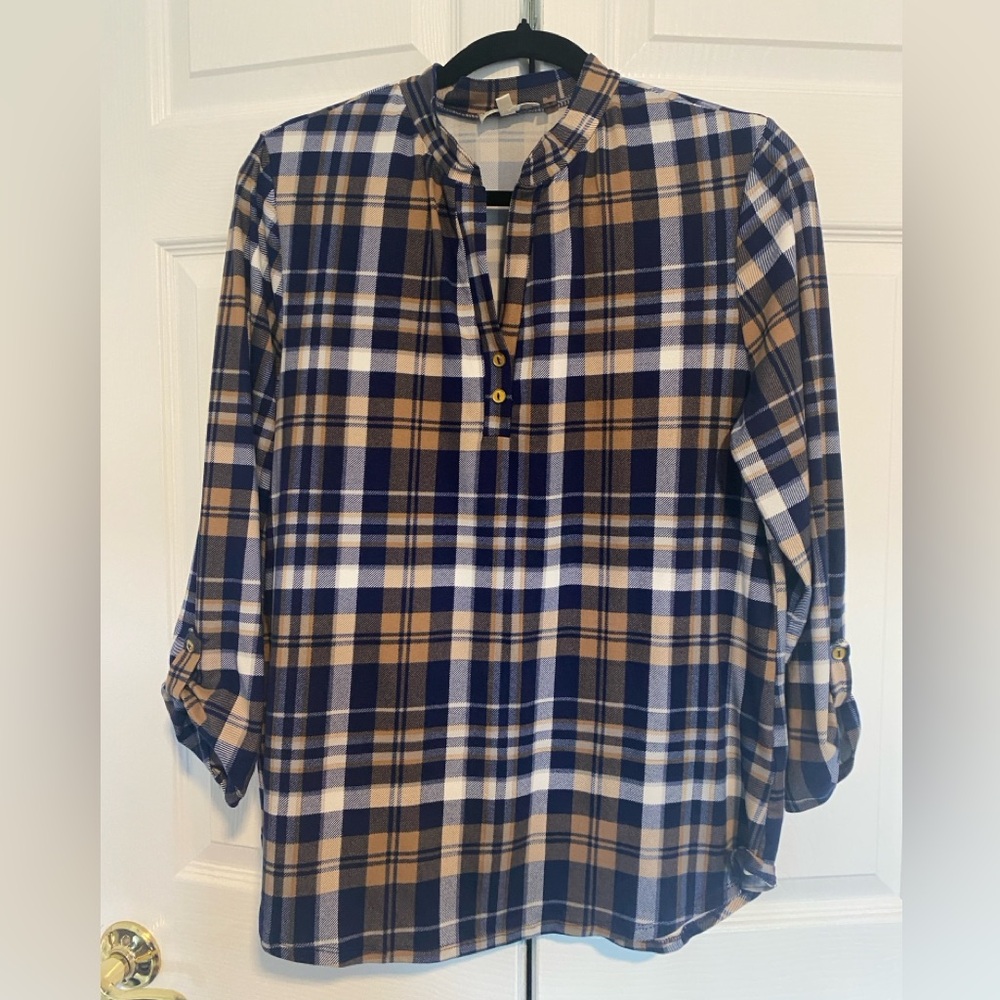 Claudia Richard Petite plaid blouse